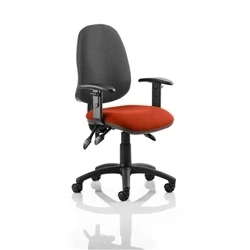 Image of Eclipse Plus III Lever Task Operator Chair Black Back Bespoke Seat with Height Adjustable Arms In Tabasco Orange