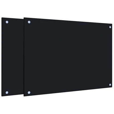 Image of vidaXL Kitchen Backsplashes 2 pcs Black 70x50 cm Tempered Glass