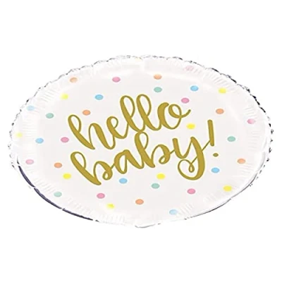 Image of Hello Baby Gold Round Foil Balloon for Showers (45cm) Perfect Celebration Decoration 1 Pc