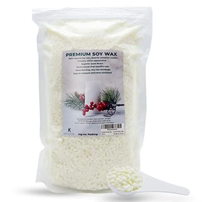 Image of KOOLPUG Soy Wax, 100% Natural Candle Wax Beads, SOYA for Making, Vegan Friendly DIY Works Well in Votives, Containers, and Pillars (2KG)