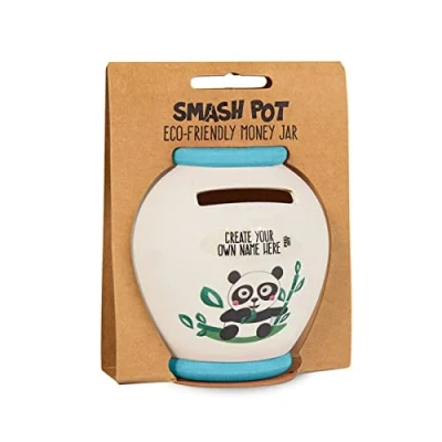 Image of History &amp; Heraldry Personalised Bamboo Smash Pot Money box (Panda blank with sticker)
