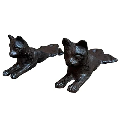 Image of Cast Iron Cat Decorative Door Wedge Doorstop (Pack of 2)
