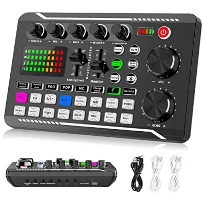 Image of Yangyou F998 Live Sound Card Audio Mixer Podcast, Voice Changer for Board Microphone Karaoke