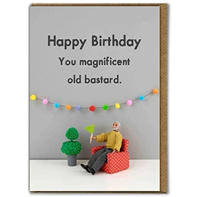 Image of Bold &amp; Bright Funny Birthday Card &#039;Magnificent Old Bastard&#039; Hilariously Cards Cheeky For Him Her Friends Sold by Brainbox Candy