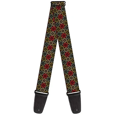 Image of Buckle Down Guitar Strap, Aboriginal Black Cream Multi Color, 2 Inches Wide