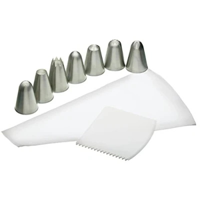 Image of KitchenCraft Sweetly Does It Piping Bag and Nozzles, Gift Boxed, Luxury 9 Piece Icing Set