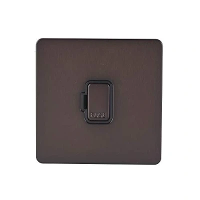 Image of Schneider Electric Ultimate Screwless Flat Plate Unswitched Double Fused Connection Unit, Pole, 13A, GGBGU5400BDBP, Dark Bronze with Black Inset