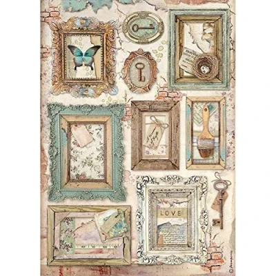 Image of Stamperia INTERNATIONAL, KFT Rice Paper Atelier Frames, Multicoloured, A4