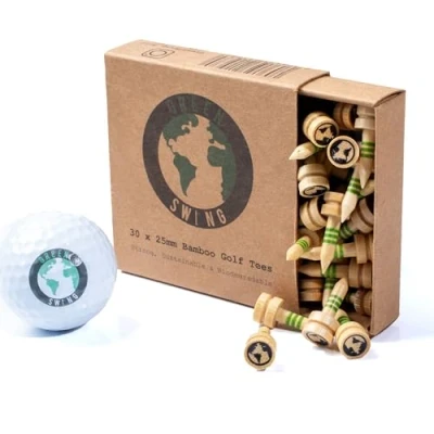 Image of Green Swing Bamboo Golf Tees 25mm Strong Sustainable Biodegradable 30pcs Castle