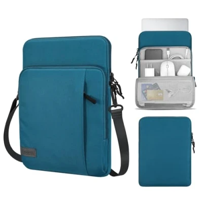 Image of MoKo Sleeve Bag for 13.3 Inch Laptop, Carrying Pouch Case with Pocket Fits MacBook Air 13 M3 M2 2024 2018, Pro 14 2021, Tab S8+ 12.4&quot;,Surface 8, Peacock Blue