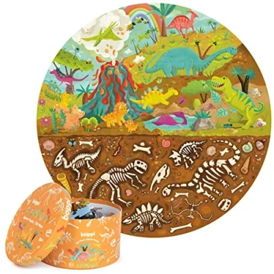 Image of Boppi Puzzles for 5+ year olds / 150 Piece Round Circle Jigsaw Kids Aged 5 8 Made with 100% Recycled Card Dinosaur