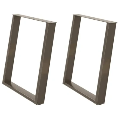 Image of vidaXL Dining Table Legs Powder Coated Steel U Shaped Modern Design, Adjustable Levelers 80x(72 73) cm Natural