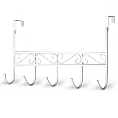 Image of WENLION Over The Door Hook, Hanger for Coat, Towel, Bag, Robe 5 Hooks (White)