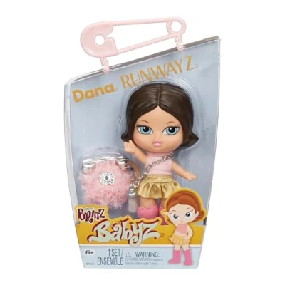 Image of Bratz Babyz Runwayz Doll Dana 1 Collectible Fashion with Stylish Outfit, Cute Baby a Necklace That Doubles as Keychain Kids Toy Great for Ages 6 and Older