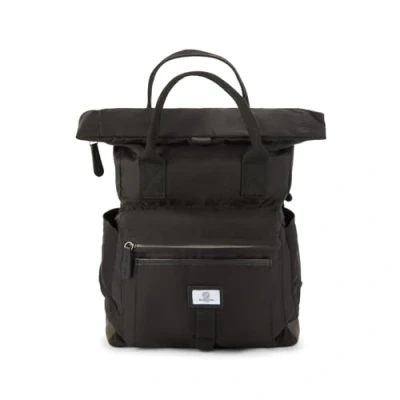 Image of SEVENTEEN LONDON Modern Cycling &#039;Holland Park&#039; Fold Roll Top Backpack in a Classic Slim Minimalist Design made from recycled nylon material Fits Laptops up to 15&quot; (Black)