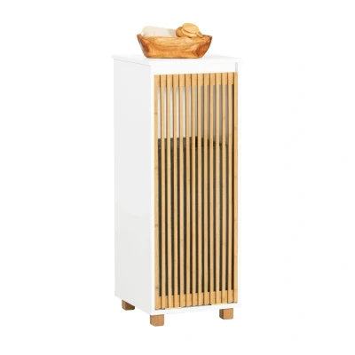 Image of Sobuy Laundry Cabinet Chest with Bamboo Slatted Door,BZR126 W
