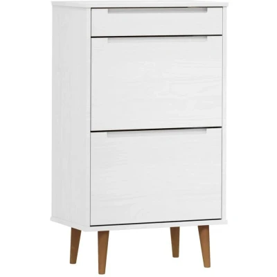 Image of vidaXL Shoe Cabinet MOLDE White 59,5x35x103 cm Solid Wood Pine