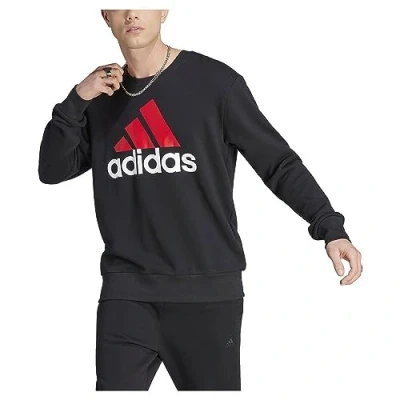 Image of adidas Men&#039;s Essentials French Terry Big Logo Sweatshirt, Black/Better Scarlet, XS