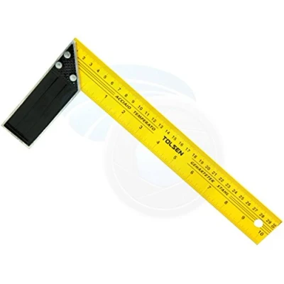 Image of Tolsen Aluminium Right Angle Square Ruler L Shaped Carpenters Set Metric &amp; Imperial 12&quot; 300mm