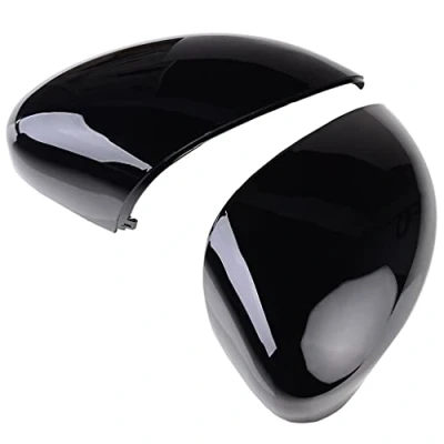 Image of Pair Black Wing Mirror Cover Cap, fit for Fo rd Fiesta MK7 2008 2017 (Glossy Black)