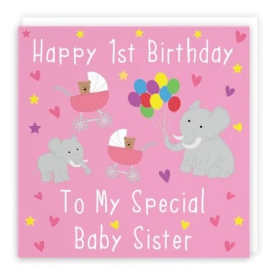 Image of Hunts England Large Sister 1st Birthday Card Happy To My Special Baby Iconic Collection 210 x mm Age 1
