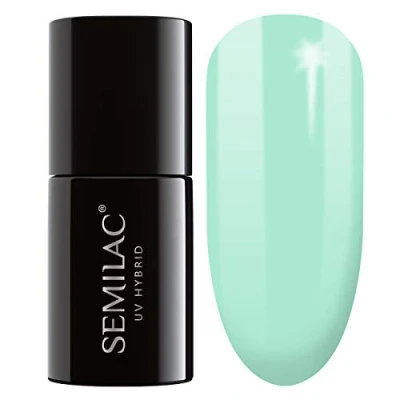 Image of SEMILAC Gel Nail Polish Long Lasting and Easy to Apply Perfect for Home Professional Manicure Pedicure 022 Mint UV Polish, 7 ml.