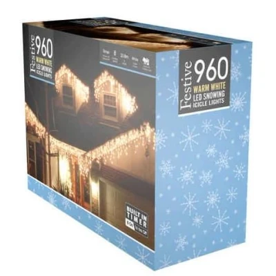 Image of Festive Productiions Snowing Icicle Lights Warm White 960