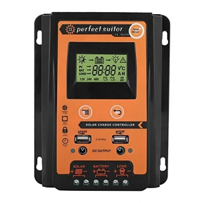 Image of 12V/24V Solar Charge Controlle, Dual USB MPPT Controller Panel Battery Regulator with LCD Display.(30A)