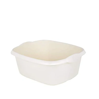 Image of Plastic 39cm Rectangular Washing Up Bowl Kitchen Basin Mixing Sink Bowls Tidy Organizers (Soft Cream)