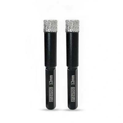 Image of DT DIATOOL Hex Shank Dry Diamond Drill Core Bits 2PCS 12mm Vacuum Brazed Hole Saw for Tile Porcelain Ceramic Marble Granite