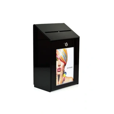 Image of Pos Display Shop Lockable Black Acrylic Collection Box / Comments Feedback Suggestion Ballot PDS9463