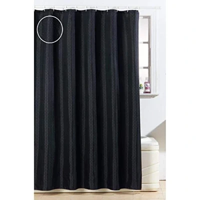 Image of Optimal Products Black Glitter Diamante Polyester Weighted Hem Shower Curtain (Black Diamante)