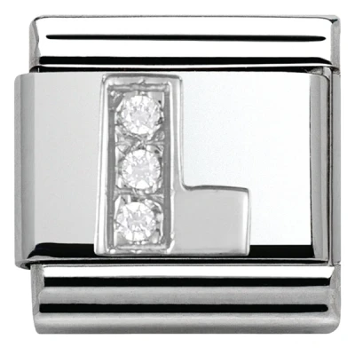 Image of Nomination Silver Cubic Zirconia Letter Charm L