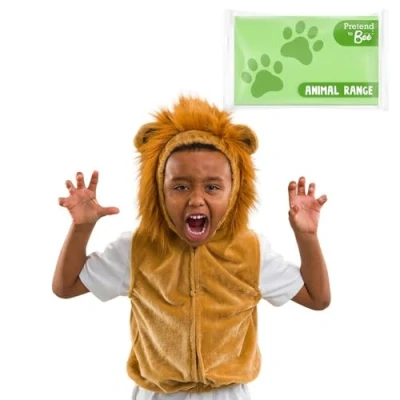 Image of PRETEND TO BEE Wild Animal Lion Fancy Dress Costume for Kids, Unisex Child, Brown, 3 7 Years