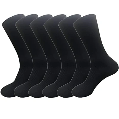 Image of VEARZ Mens Bamboo Socks Diabetic Extra Wide Super Soft Loose Top Sock UK 6 11 (Black(12 Pairs))