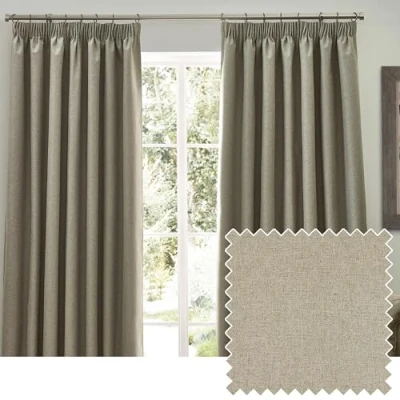 Image of furn. Dawn Blackout Pencil Pleat Curtains Width x Drop 168 137cm (66 54) Natural