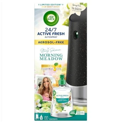 Image of Air Wick Aerosol Free Automatic freshener Spray Kit, Morning Meadow, 1 gadget &amp; Refill (228ml), 24x7 Active Fresh Odour Neutraliser, Lasts Up to 70 Days, For Home