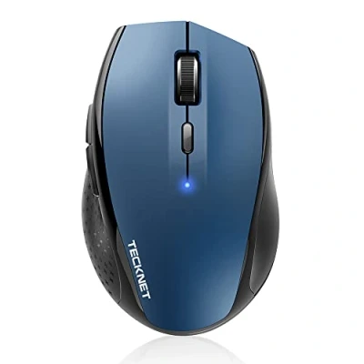 Image of TECKNET Bluetooth Mouse, 4800 DPI Wireless Cordless Mice Ergonomic Portable Mouse for Laptop, Computer with 6 Adjustable DPI, PC 24 Month Battery Life, Indicator