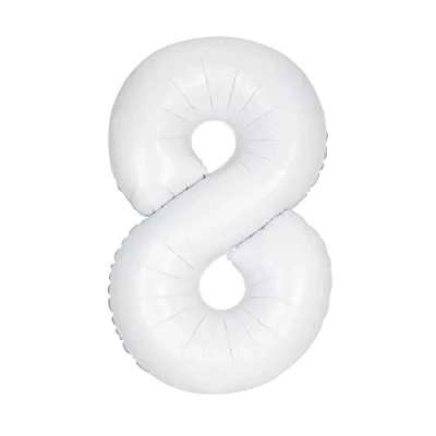 Image of Giant Foil Number 8 Balloon 86 cm Matte White
