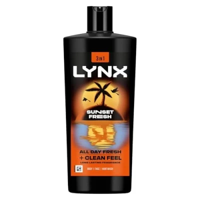 Image of Lynx XXL Body Wash Multipack Sunset Fresh 3 in 1 Men&#039;s Shower Gel for Hair, Face &amp; 12H Sweat and Odour Protection Energising Mango Mandarin Scent, 700ml