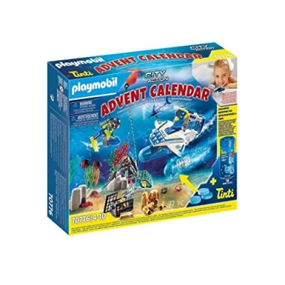 Image of Playmobil 70776 Advent Calendar Bathtime Fun Police Diving Mission, Imaginative Role Play, PlaySets Suitable for Children Ages 4+