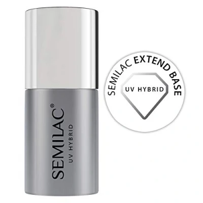 Image of Semilac UV Gel Nail Base Coat To Extend Nails for Polish. Protects &amp; Nourishes Adheres Well. Soak Off Formula. Perfect Home and Professional Pedicure 7ml