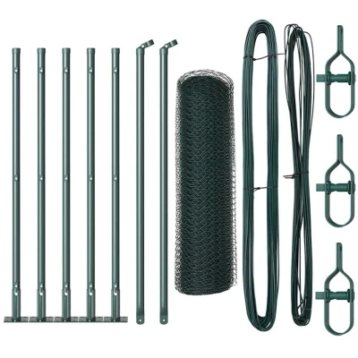 Image of vidaXL Hexagon Fence Green 0.5x10 m Steel