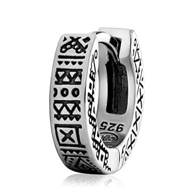 Image of NKlaus Single 12mm Celtic Square Creole 925 Sterling Silver Gothic Bali Earring 3095