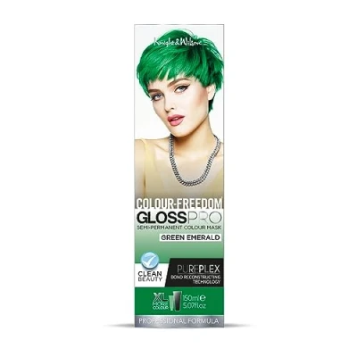 Image of Colour Freedom Gloss Pro 150ml Emerald Green Semi Permanent Hair Ultra Vibrant Vegan Mask with PurePlex Ammonia Free Lasts Up To 6 10 Washes