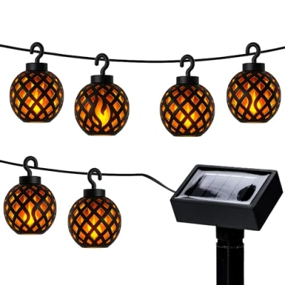 Image of Status Minyip 7cm 6 LED per bulb Solar x Lantern String Lights Dancing Flame
