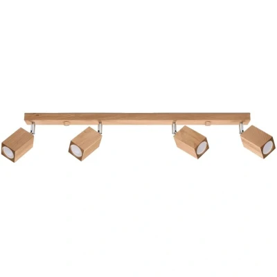 Image of Keke Oak Square Ceiling Spotlight Bar Wood, 4x GU10