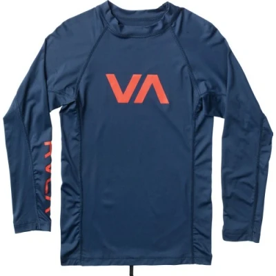 Image of RVCA mens Va Rashguard Long Sleeves Rash Guard Shirt Blue
