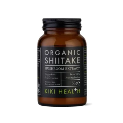 Image of KIKI Health Organic Shiitake Extract Mushroom Powder 30% Beta Glucan Polysaccharides Promotes Immune, Bone &amp; Gut Health, Lowers Cholesterol Plant Based Superfood Supplement 50g
