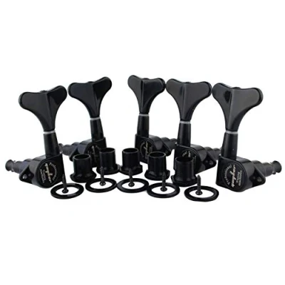 Image of Guyker Guitar Bass Tuners (3R + 2L) 1:17 Ratio Headstock Sealed Tuning Key Pegs Machine Head Replacement for Electric Jazz or Precision Instruments Black